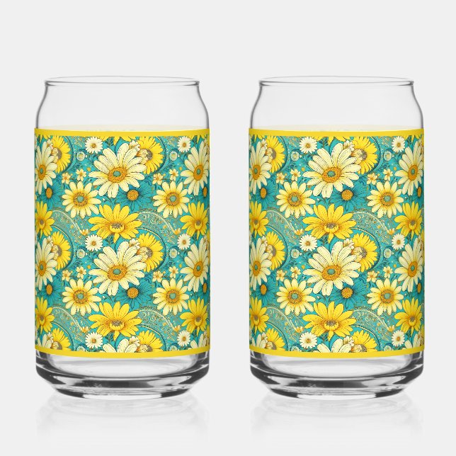Paisley Daisy Soda Glass Dosenglas (Vorderseite)