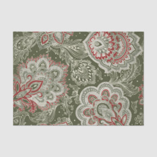 Paisley Design in Shades of Green & Red Seidenpapier