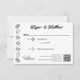 Paisley Diamond Simple White Black QR Code UAWG RSVP Karte