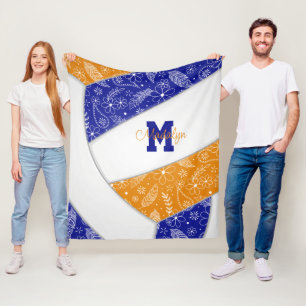 Paisley-Doodle-Blaue Orangenvolleyball Fleecedecke