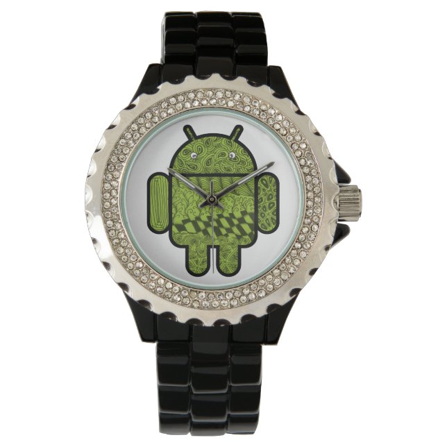 Paisley Doodle-Zeichen für Android™ Armbanduhr (Vorderseite)
