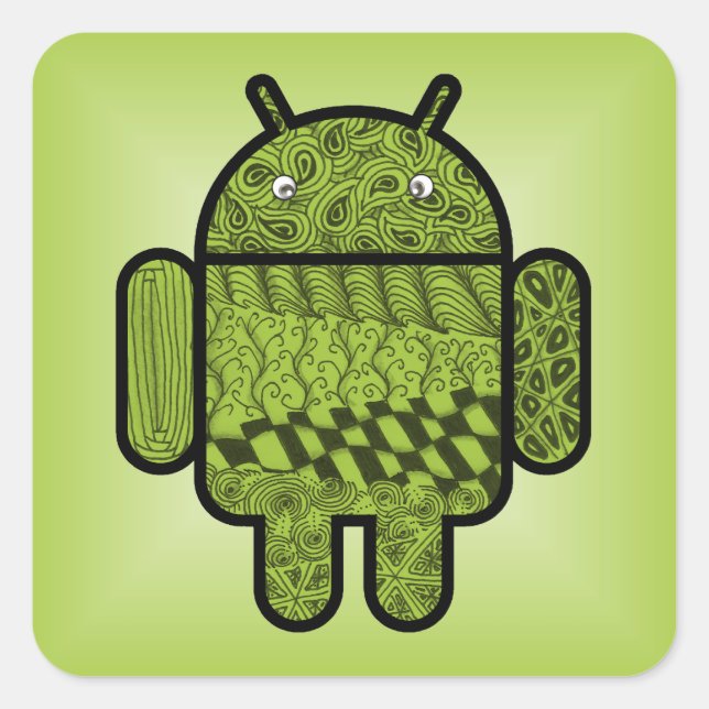 Paisley Doodle-Zeichen für Android™ Quadratischer Aufkleber (Vorderseite)