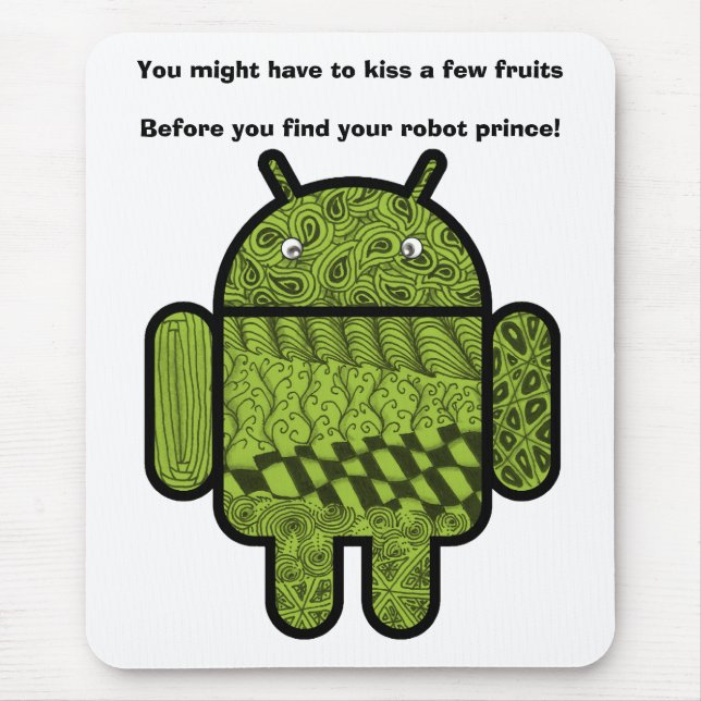 Paisley Doodle-Zeichen für den Android™-Roboter Mousepad (Vorne)
