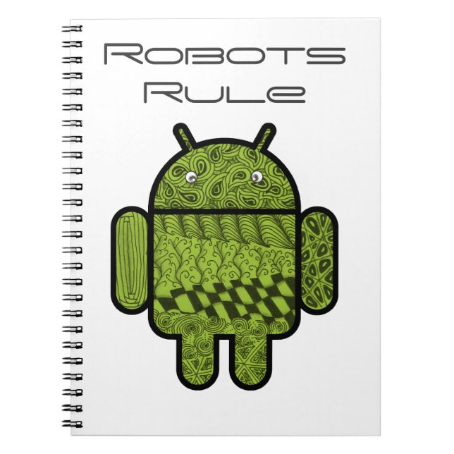 Paisley Doodle-Zeichen für den Android™-Roboter Notizblock (Vorderseite)