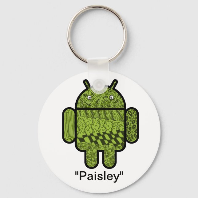 Paisley Doodle-Zeichen für den Android™-Roboter Schlüsselanhänger (Vorderseite)