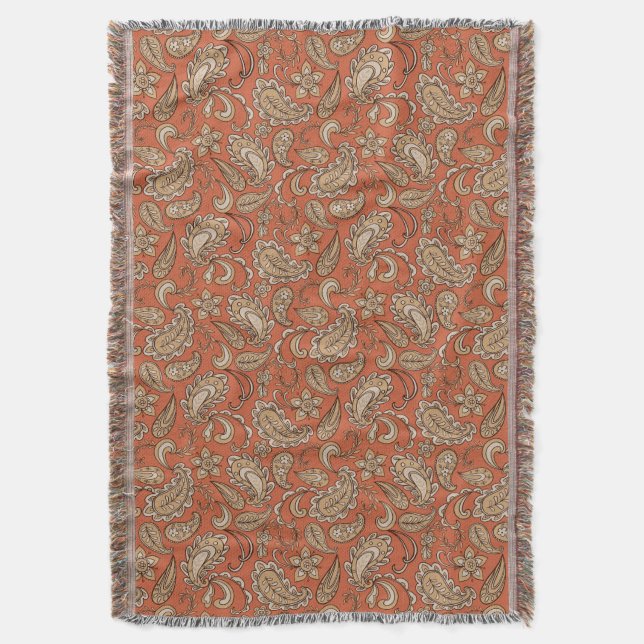 Paisley Dreams Orange Brown Decke (Vorderseite Vertikal)