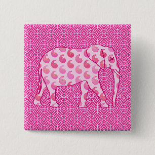 Paisley-Elefant - Eispink und Fuchsia Button