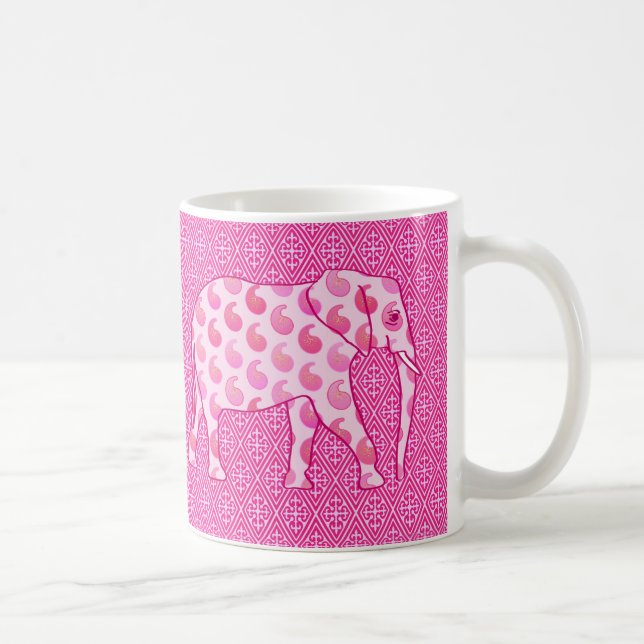 Paisley-Elefant - Eispink und Fuchsia Kaffeetasse (Rechts)