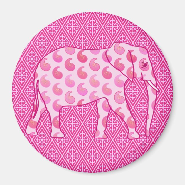 Paisley-Elefant - Eispink und Fuchsia Magnet (Vorne)