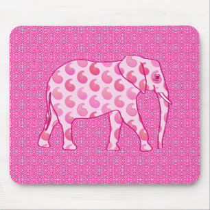 Paisley-Elefant - Eispink und Fuchsia Mousepad