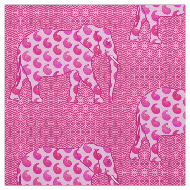 Paisley-Elefant - Eispink und Fuchsia Stoff (Muster)