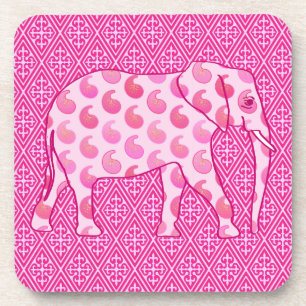 Paisley-Elefant - Eisrosa und Fuchsia Getränkeuntersetzer