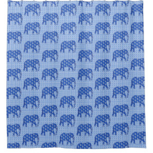 Paisley-Elefant - Kobalt blau und weiß Duschvorhang