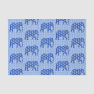 Paisley-Elefant, Kobalt Blau und Weiß Seidenpapier