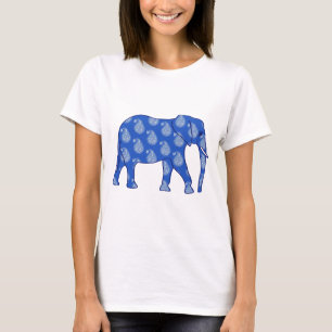 Paisley-Elefant - Kobalt blau und weiß T-Shirt