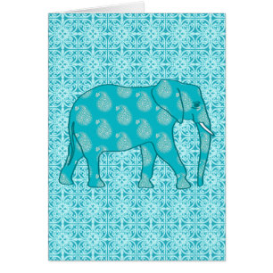 Paisley-Elefant - Türkis und Wasser
