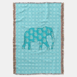 Paisley-Elefant - Türkis und Wasser Decke