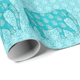 Paisley-Elefant - Türkis und Wasser Geschenkpapier