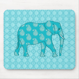 Paisley-Elefant - Türkis und Wasser Mousepad