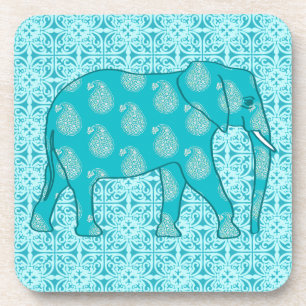 Paisley-Elefant - Türkis und Wasser Untersetzer