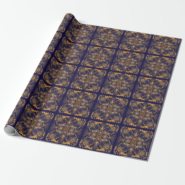 Paisley Elegance: Textile Designmuster Geschenkpapier (Ungerollt)
