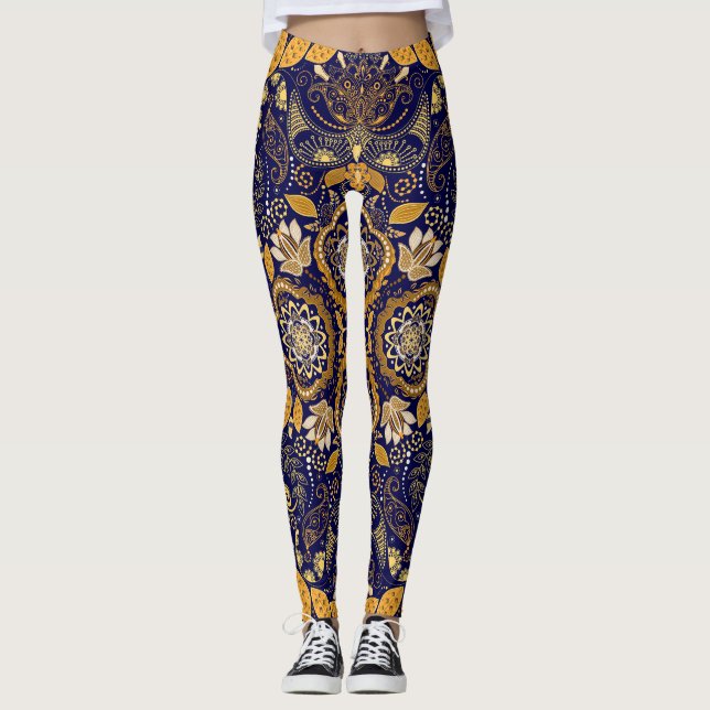 Paisley Elegance: Textile Designmuster Leggings (Vorderseite)