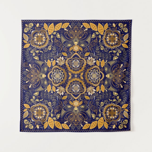 Paisley Elegance: Textile Designmuster Wandteppich (Vorderseite)