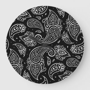 Paisley Eleganz: nahtloses ethnisches Muster. Große Wanduhr
