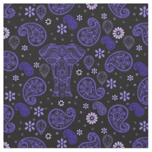 Paisley Elephant Damask Fabric Stoff