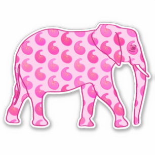 Paisley Elephant, Ice Pink und Fuchsia Aufkleber