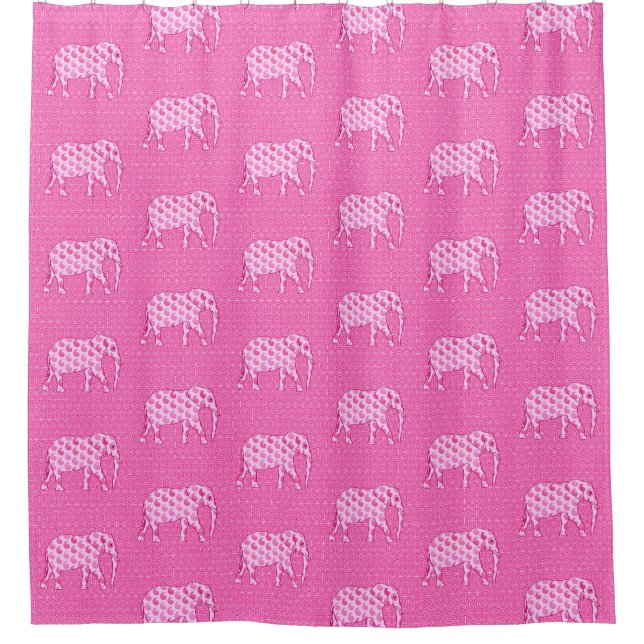 Paisley Elephant, Ice Pink und Fuchsia Duschvorhang (Vorderseite)