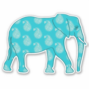 Paisley Elephant, Türkis und Aqua Aufkleber