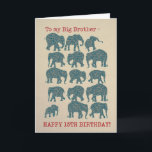 Paisley Elephants 15. Geburtstagskarte, Big Brothe Karte<br><div class="desc">Eine lustige 15. Geburtstagskarte für einen Großen Bruder,  mit Silhouetten von fünfzehn Elefanten,  jedes mit Paisley-Muster gefüllt,  auf einem Burlap-Hintergrund. Teil der Posh & Painterly 'Heffalumps' Kollektion.</div>
