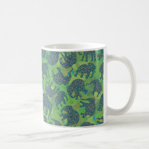 Paisley Elephants, Dschungelgrün Blätter Kaffee Ta Tasse