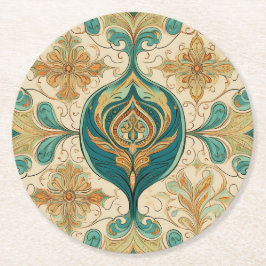 Paisley Emerald Coaster Runder Pappuntersetzer