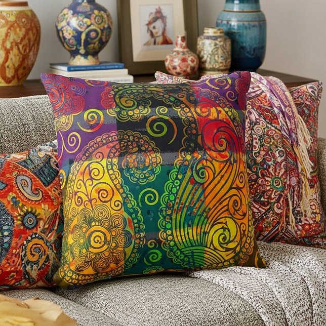 Paisley-Farbblock Kissen (Von Creator hochgeladen)