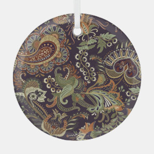 Paisley Farbige Textilie: Ethnisches Vintage-Desig Ornament Aus Glas