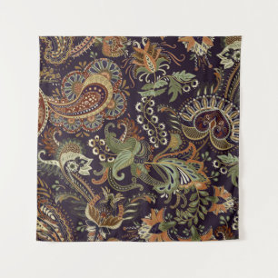 Paisley Farbige Textilie: Ethnisches Vintage-Desig Wandteppich