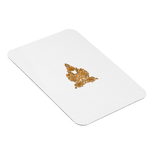 Paisley Floral Art ・ Orange Boho Decor Magnet (Rechte Seite)