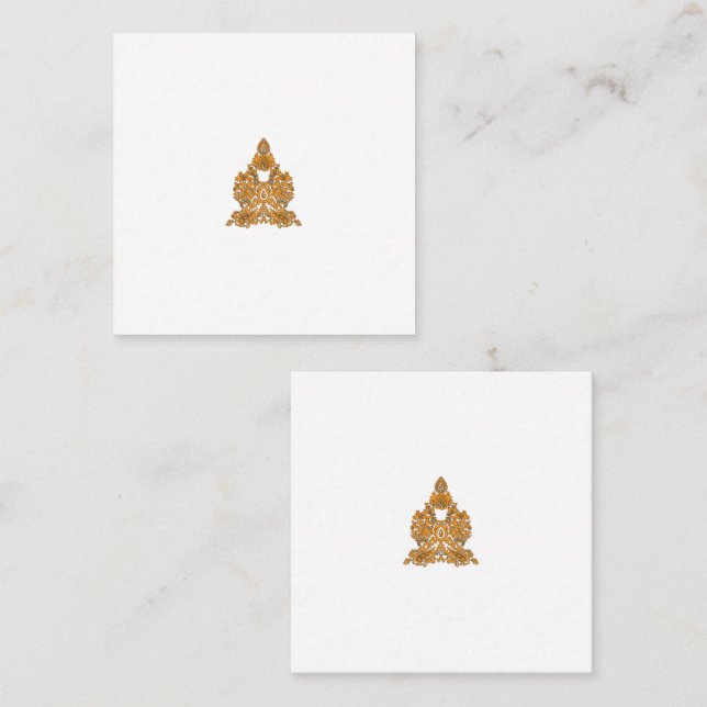 Paisley Floral Art ・ Orange Boho Decor Quadratische Visitenkarte (Vorne/Hinten)