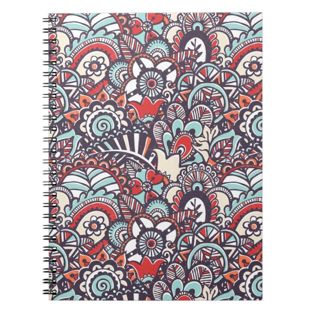 Paisley Floral Doodle Muster Notizblock (Vorderseite)