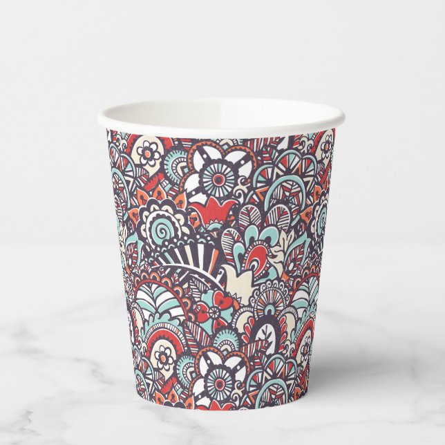 Paisley Floral Doodle Muster Pappbecher (Links)