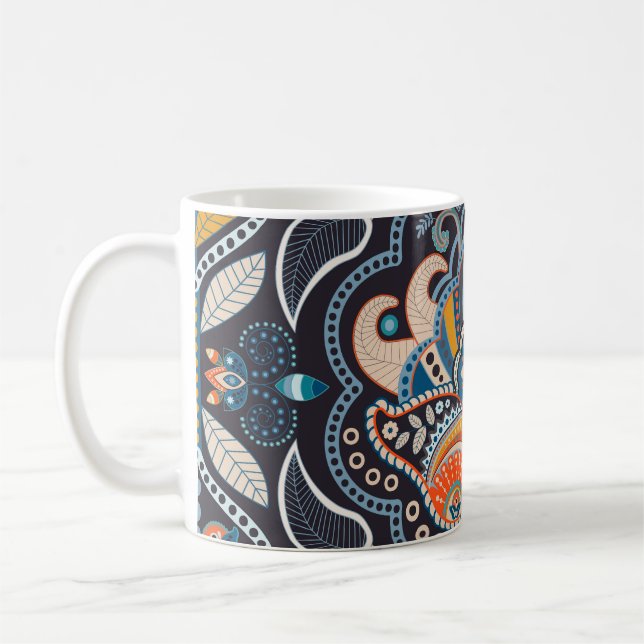 Paisley Floral: Dunkles indisches Muster Kaffeetasse (Links)