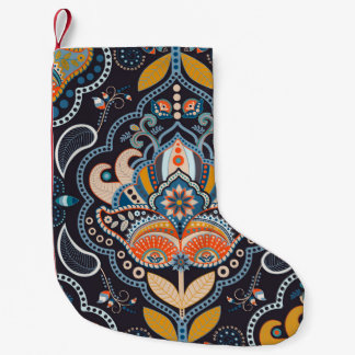Paisley Floral: Dunkles indisches Muster Kleiner Weihnachtsstrumpf