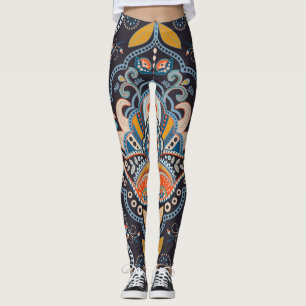 Paisley Floral: Dunkles indisches Muster Leggings