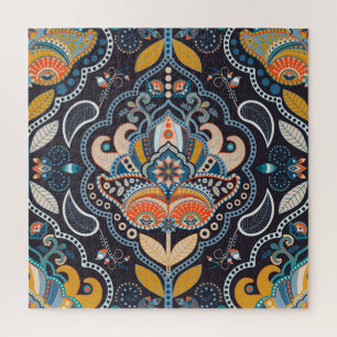 Paisley Floral: Dunkles indisches Muster Puzzle