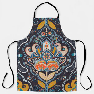 Paisley Floral: Dunkles indisches Muster Schürze