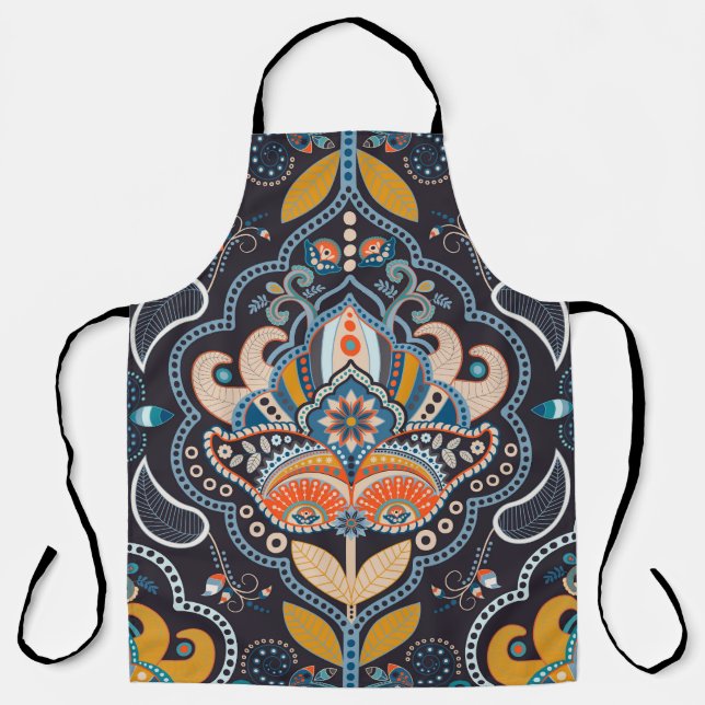 Paisley Floral: Dunkles indisches Muster Schürze (Vorderseite)