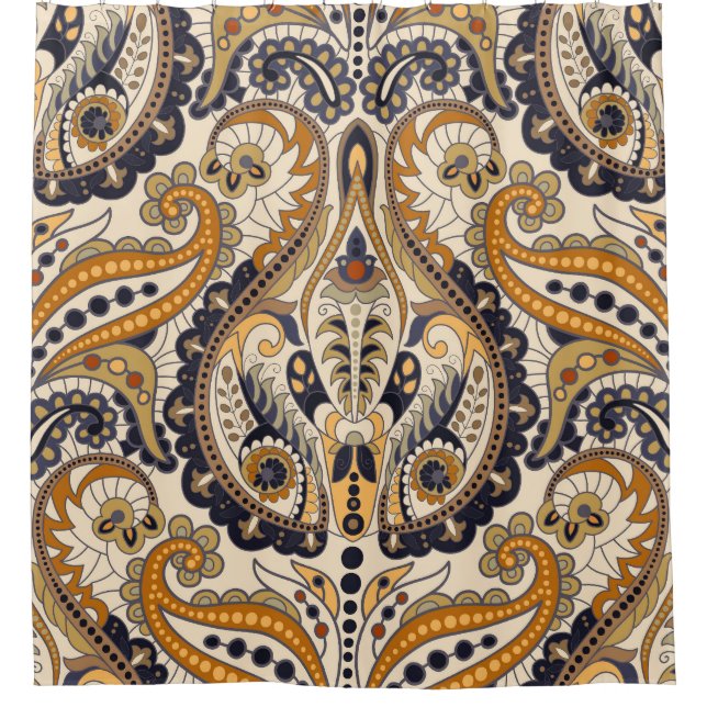 Paisley Floral: Farbenloses, nahtloses Design Duschvorhang (Vorderseite)