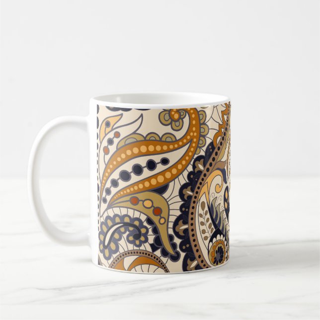 Paisley Floral: Farbenloses, nahtloses Design Kaffeetasse (Links)